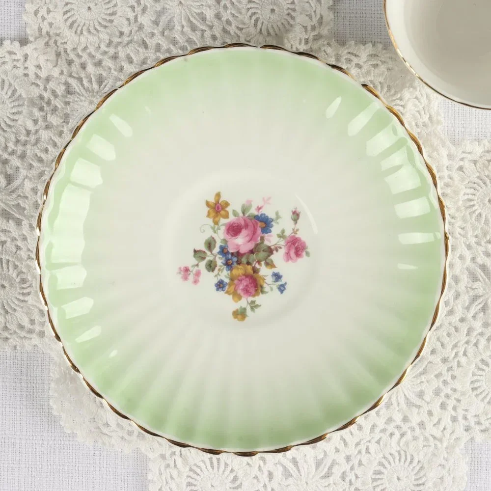 Vintage Mayfair Pottery Fine Bone China 22K Gold Teacup & Saucer